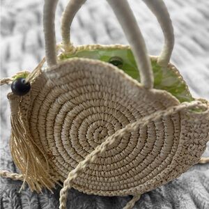 Solid & Striped Round Straw Crossbody Bag